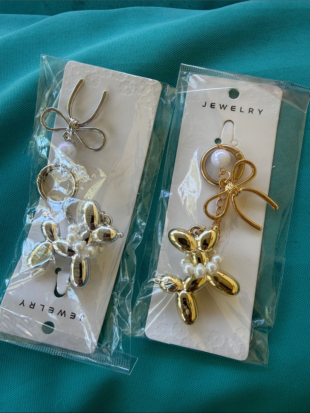 Gold Pearl Balloon Dog Keychain Charm and Also In Silver ✨✨
